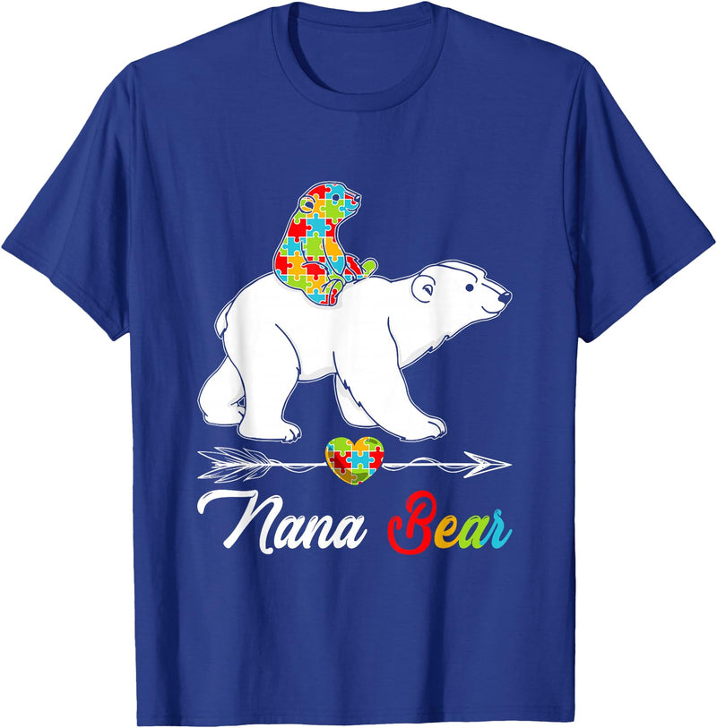 Cute Nana Bear Autism Awareness Graphic Cute Nana Bear Autism Awareness Autistic Family Lover T-Shirt - Royal Blue