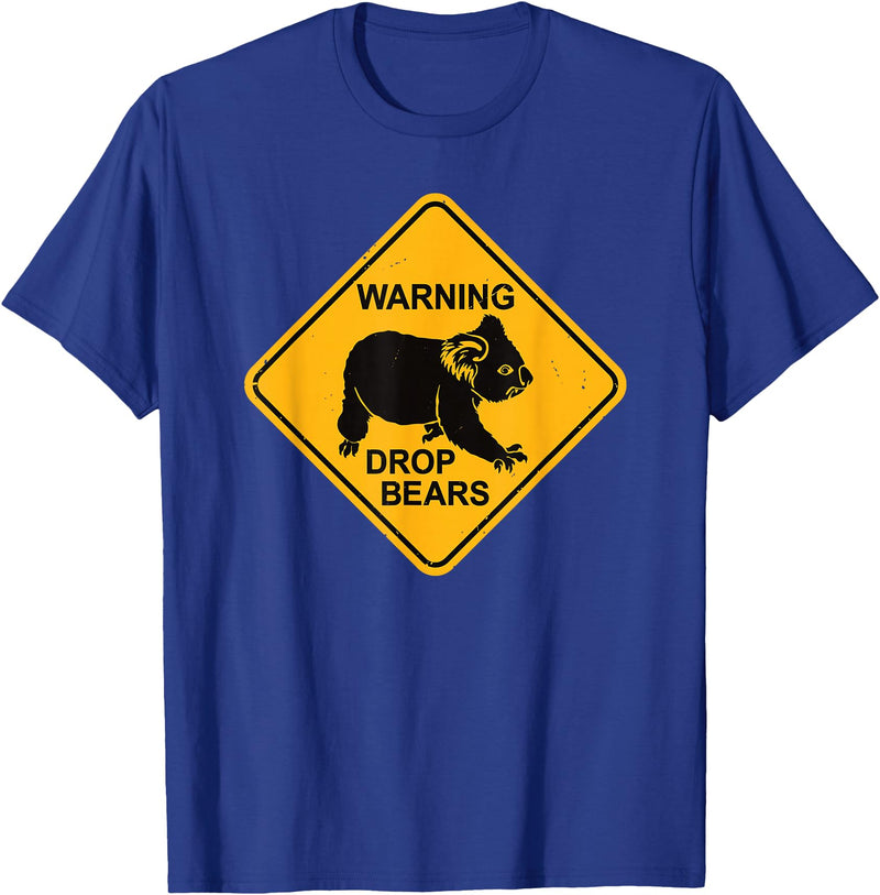 Australia Retro Koala Co. Koala Bear Warning Sign - Drop Bears Funny Koalas Australia T-Shirt - Royal Blue