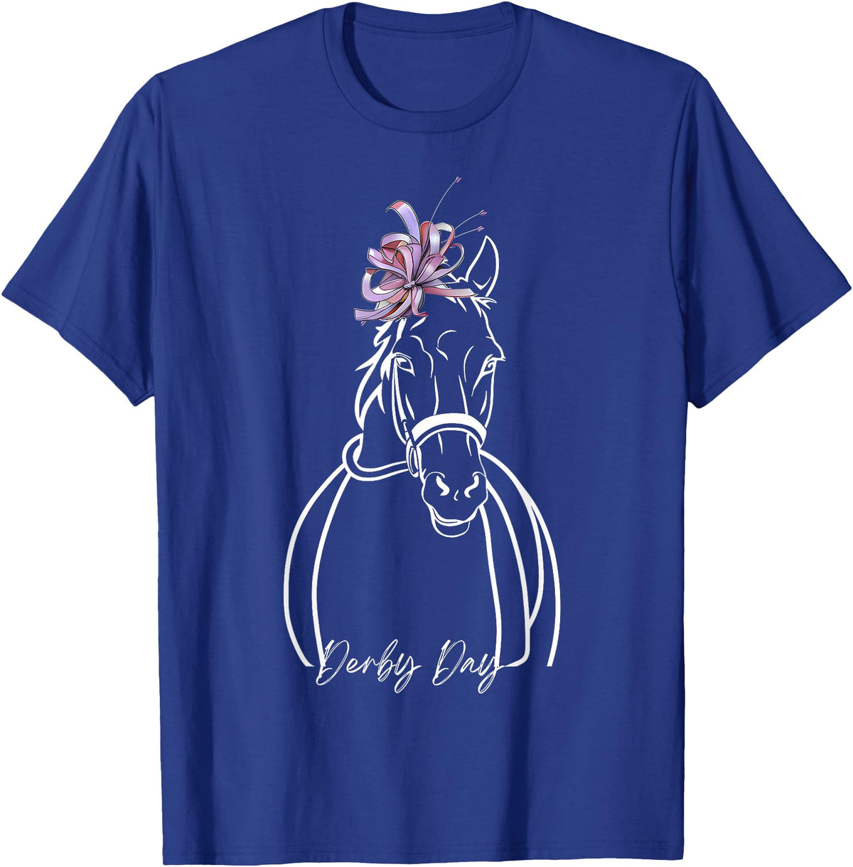 Funny Horse Racing Lover Derby Day Gift Women Derby Day Funny Horse Racing Floral Horse Equestrian T-Shirt - Royal Blue