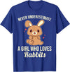 Never Underestimate a Girl Who Loves Rabbits T-Shirt in Royal Blue