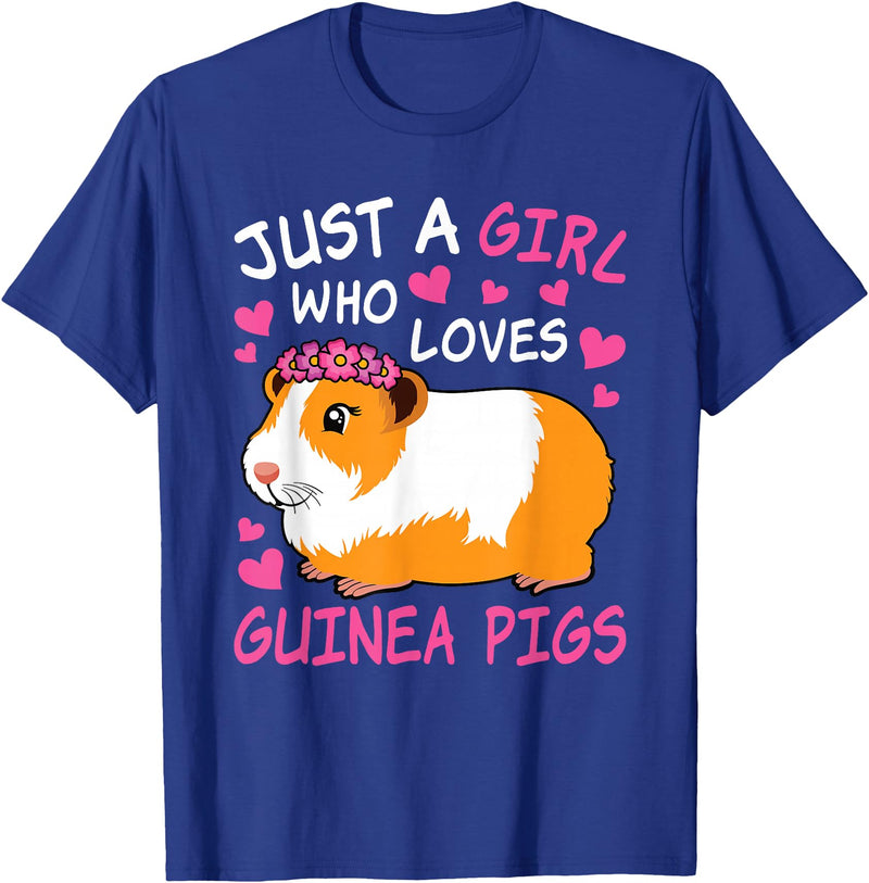 EDILILU Just A Girl Who Loves Guinea Pigs Cute Guinea Pig Lover T-Shirt - Royal Blue