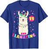 Llamazing Birthday Party Outfit Llama Lovers Llamazing 11 Years Old Girl Birthday Cute Llama Alpaca Kids T-Shirt - Royal Blue