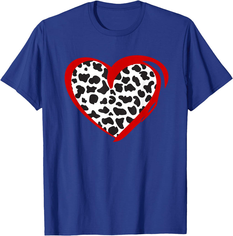 Cow Pattern Clothing for Cow Lover Heart Cow Print T-Shirt - Royal Blue