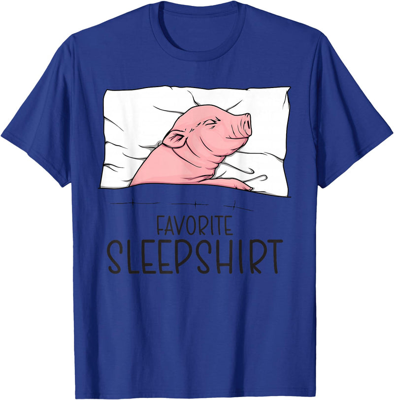 Sleeping & Napping Shirt Gifts For Nap Lovers Favorite Sleepshirt, Napping Pig, Piglet & Piggy Pajama T-Shirt - Royal Blue