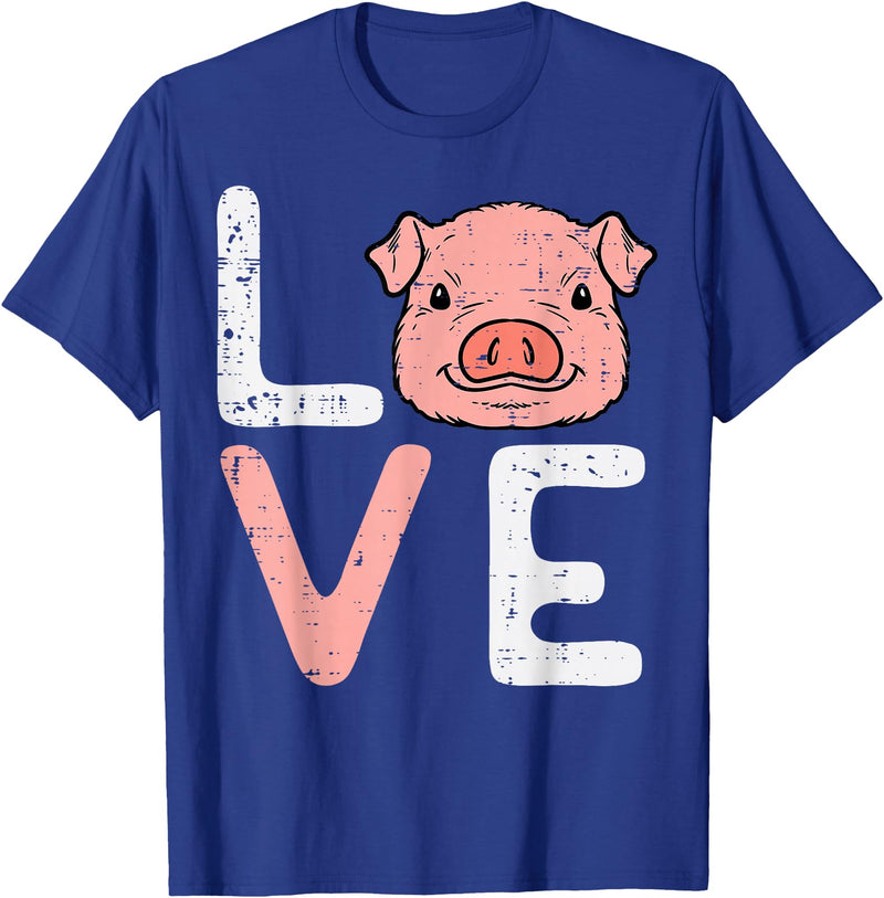 Pig Lover Shirts For Men Women Kids Love Pig Cute Hog Farmer Swine Farm Animal Women Kids Men T-Shirt - Royal Blue