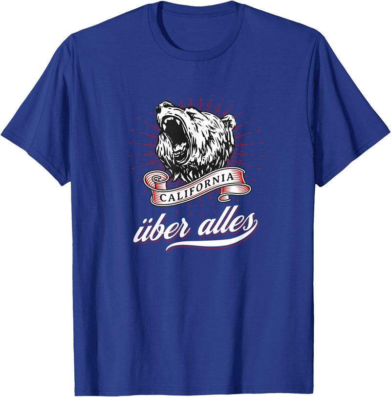 Not Quite Right California Über Alles with Roaring Grizzly Bear T-Shirt - Royal Blue