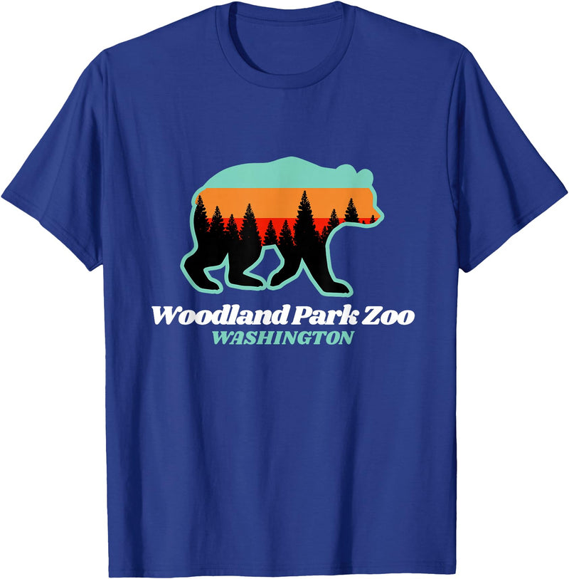 Retro Vintage WA Summer Camping & Hiking Souvenir Woodland Park Zoo Washington Tourist T-Shirt - Royal Blue
