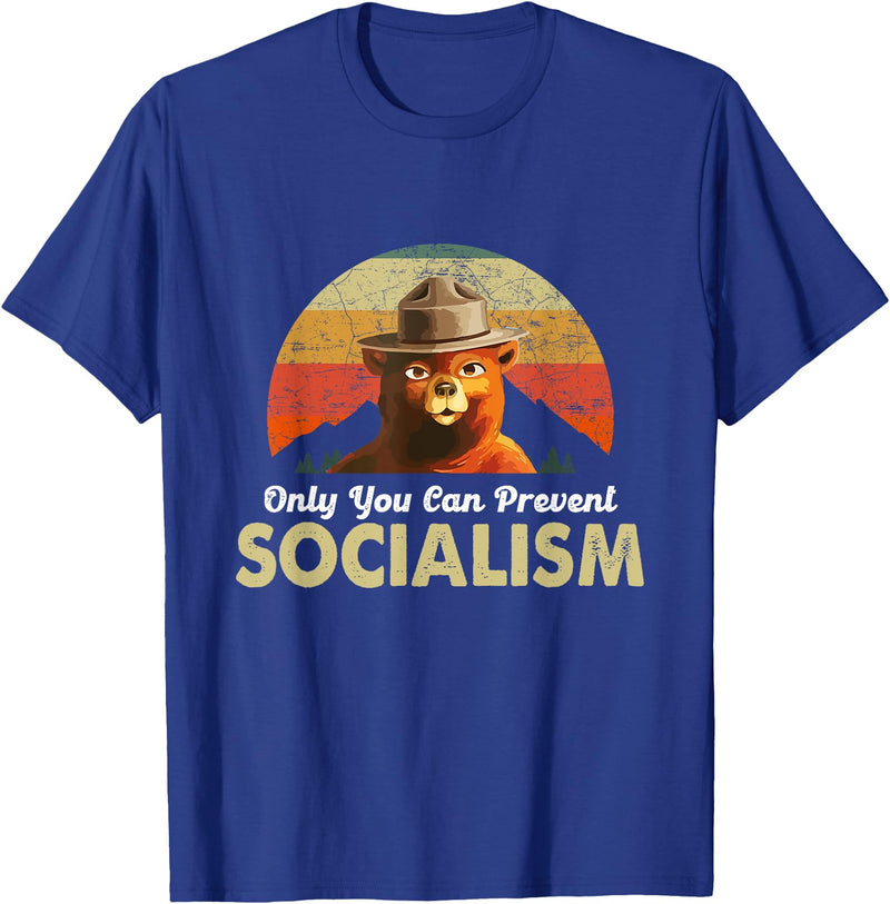 Camping Bear - Vote 2020 Gift - DressedForDuty Only You Can Prevent Socialism - Camping Bear - Vote 2020 T-Shirt - Royal Blue