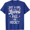 Pigs Memme Just A Girl Who Loves Pigs And Hockey Gift Women T-Shirt - Royal Blue