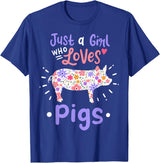 Pig Just A Girl Who Loves Pigs Gift for Pig Lovers T-Shirt - Royal Blue