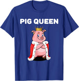 Womens Pig Shirts for Girls Pig Queen | Girls Pig Tshirt | Womens Pig T-Shirt - Royal Blue