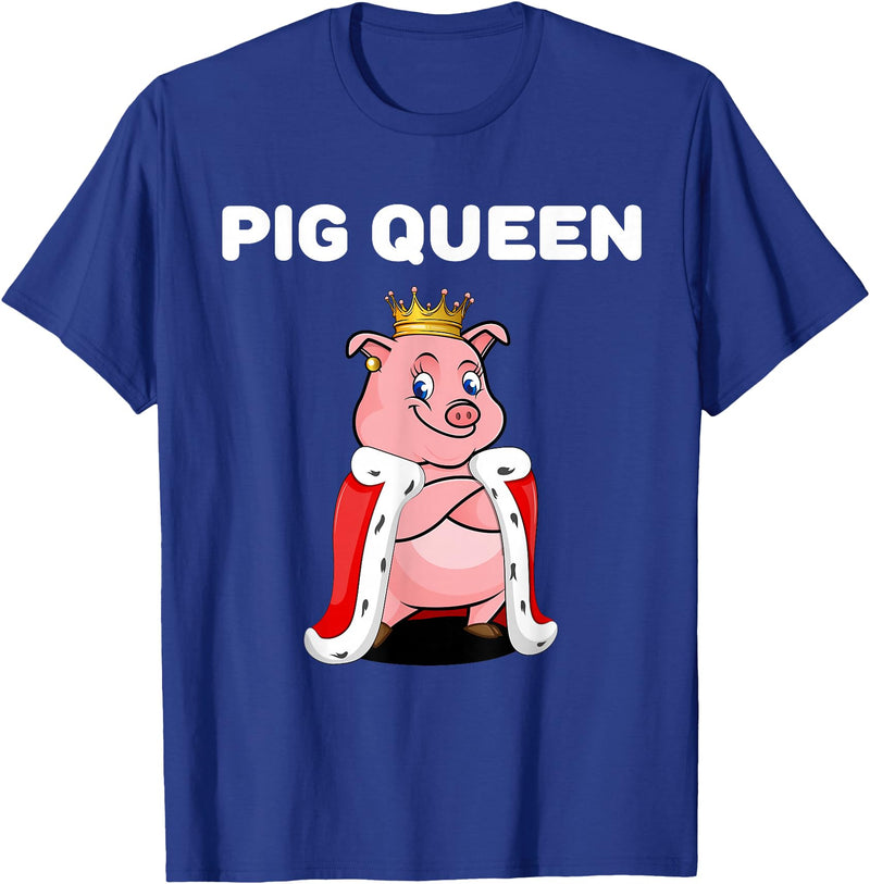 Womens Pig Shirts for Girls Pig Queen | Girls Pig Tshirt | Womens Pig T-Shirt - Royal Blue