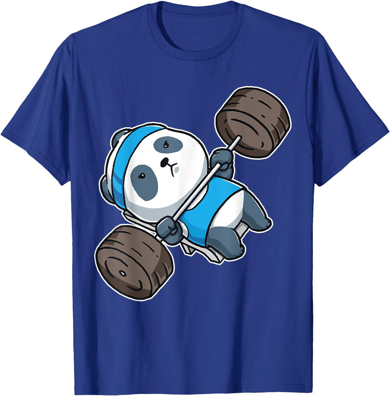 BCC Funny Panda Shirts & Panda Bear Gifts Panda Bear Gym Workout Training Bench Press Weight Lifting T-Shirt - Royal Blue