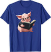 Book Lovers Pig reading Books Cute Pig is reading a Book, Reading Pig T-Shirt - Royal Blue