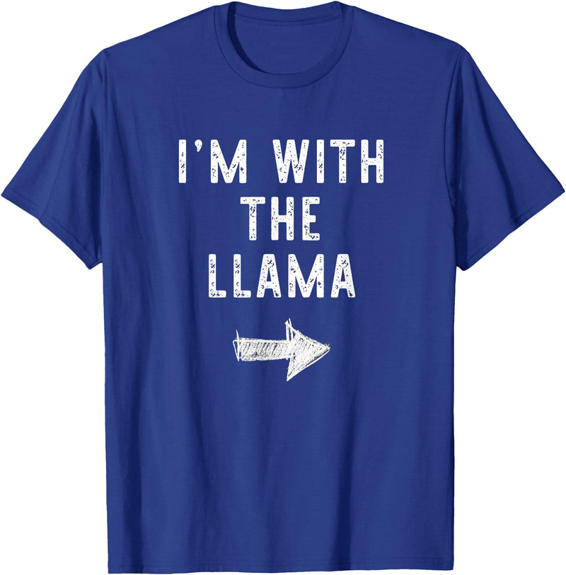 Im With The Llama Halloween Costume I’m with The Llama Funny Halloween Couple Costume T-Shirt - Royal Blue
