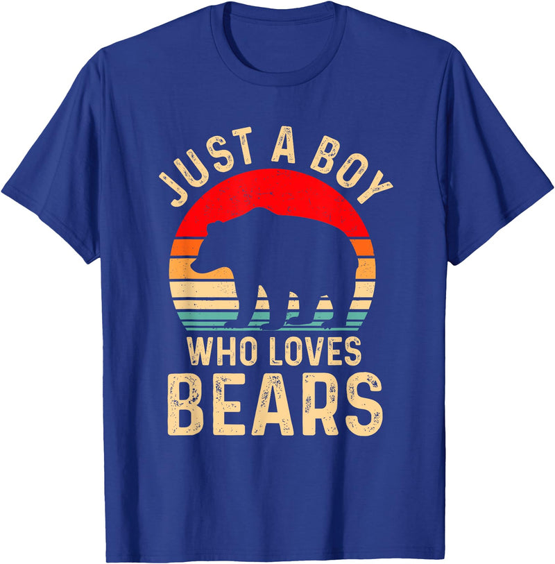 Bear Lover Tee For Boys Bear Boys Apparel Just a Boy Who Loves Bears Animal Lover T-Shirt - Royal Blue