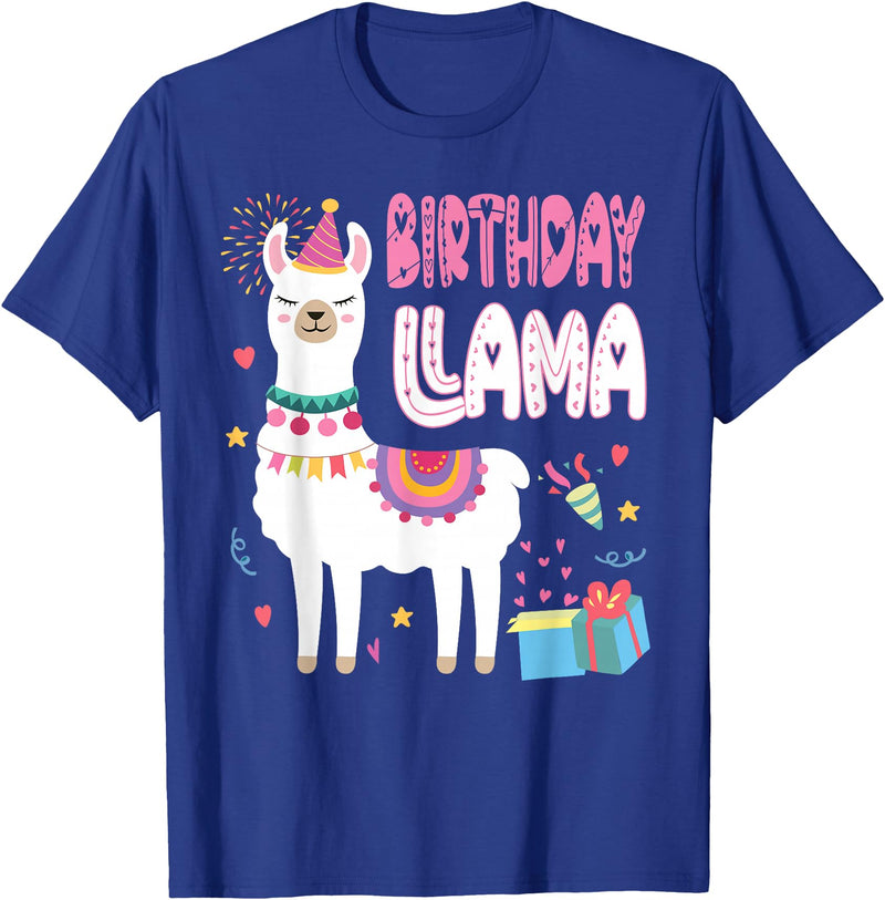 Family Matching Llama Birthday Party Supplies Birthday Llama Girl Birthday Party Llama Birthday Theme T-Shirt - Royal Blue