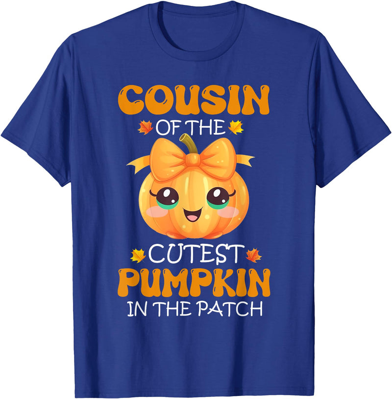 Cutest Pumpkin Girl Halloween Matching Tee Apparel Cousin Of The Cutest Pumpkin In The Patch Halloween T-Shirt - Royal Blue