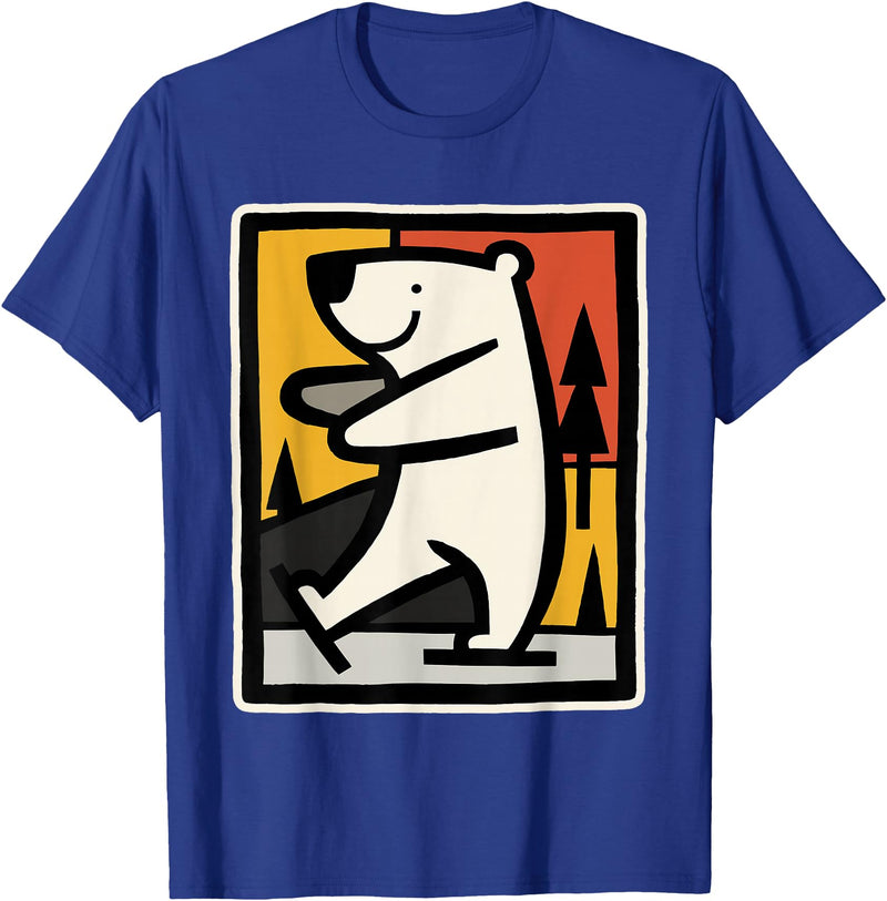 Utschki Bratschki Ice Bear Ice Skating Cartoon Graphic T-Shirt - Royal Blue