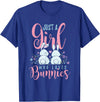 Just a Girl Who Loves Bunnies T-Shirt (Black) in Royal Blue