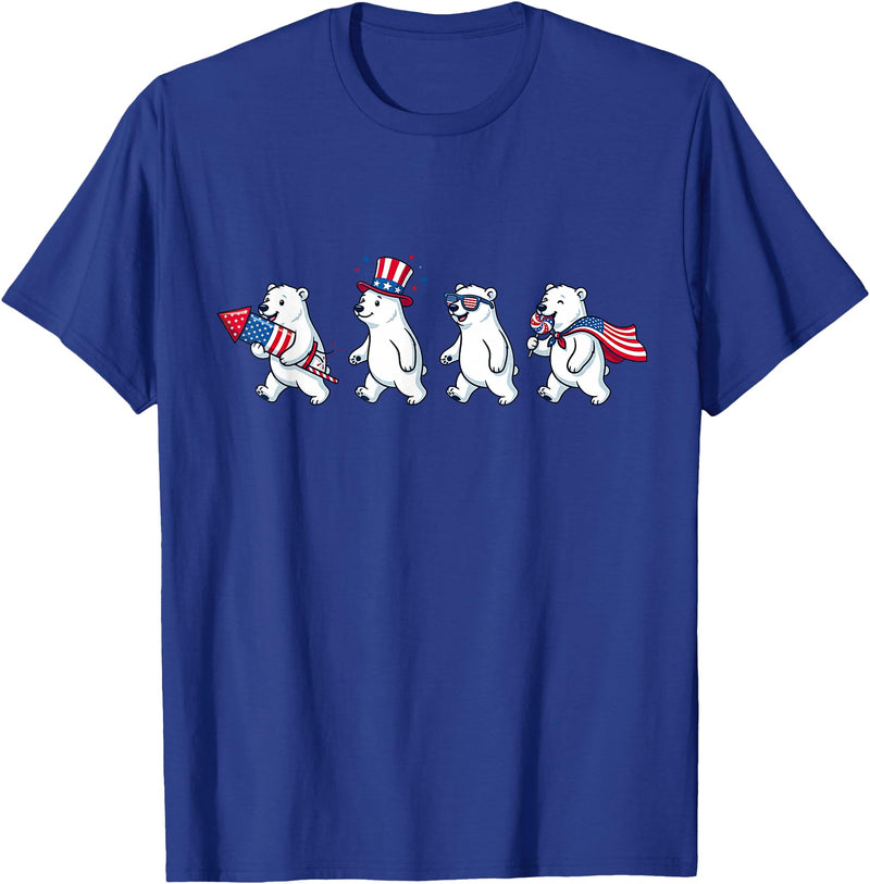 Polar Bear Lover Patriotic Veterans Day Costume Funny Polar Bear American USA Flag 250 Years 4th of July T-Shirt - Royal Blue