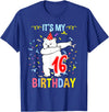 Hiking Lover Design Its My 16th Birthday Dabbing Polar Bear T-Shirt - Royal Blue