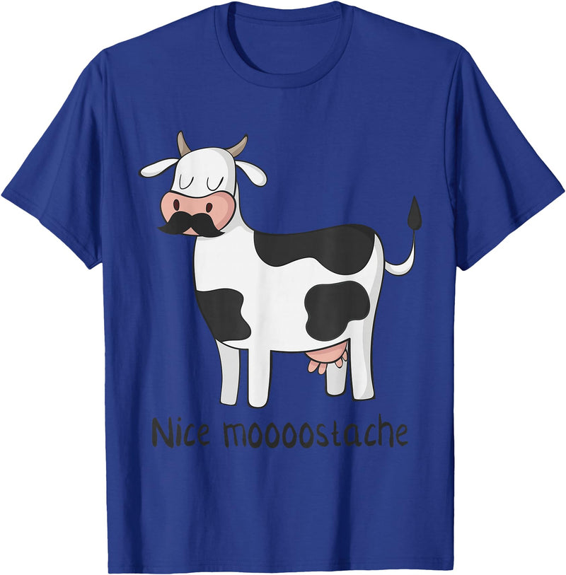 Funny Awesome Cow T-Shirts Nice Moostache - Funny Cow With Mustache T Shirt T-Shirt - Royal Blue
