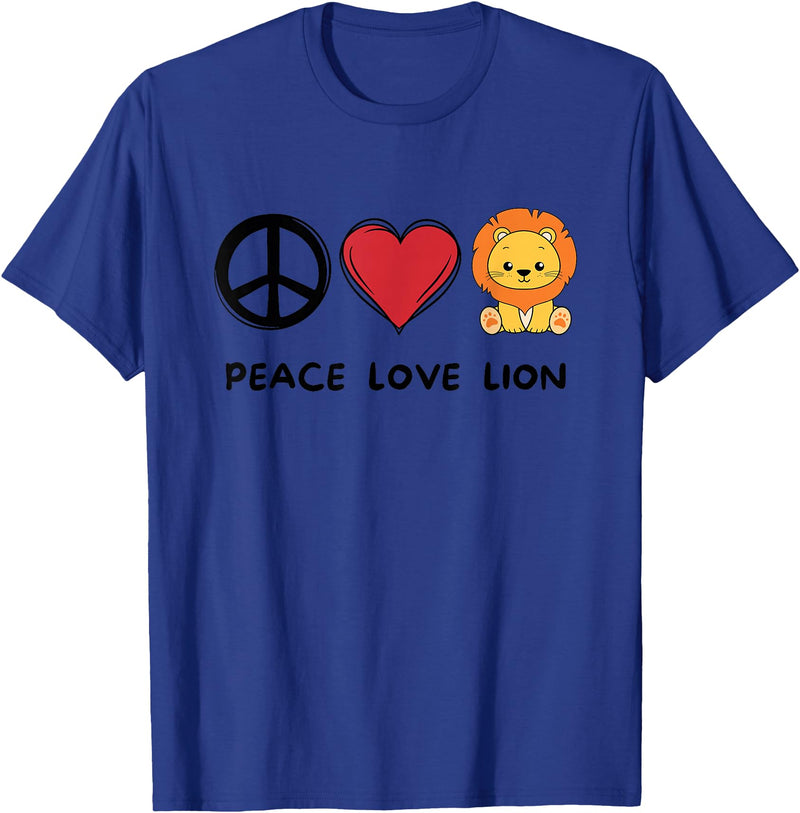 Peace, Love And Lion Retro Lion Animals Lover Peace, Love Lion Retro Cute Lion Animals Lover T-Shirt - Royal Blue