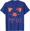 Girls Cute Pig Birthday Designs Co. 10th Birthday Pig Outfit Pig Face Gift 10 year old Girl Boy T-Shirt - Royal Blue
