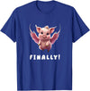 When The Pigs Fly: Gifts for Moms Kids Farmers Finally, Cute Pink Pig Flying When The Pigs Fly Saying Funny T-Shirt - Royal Blue