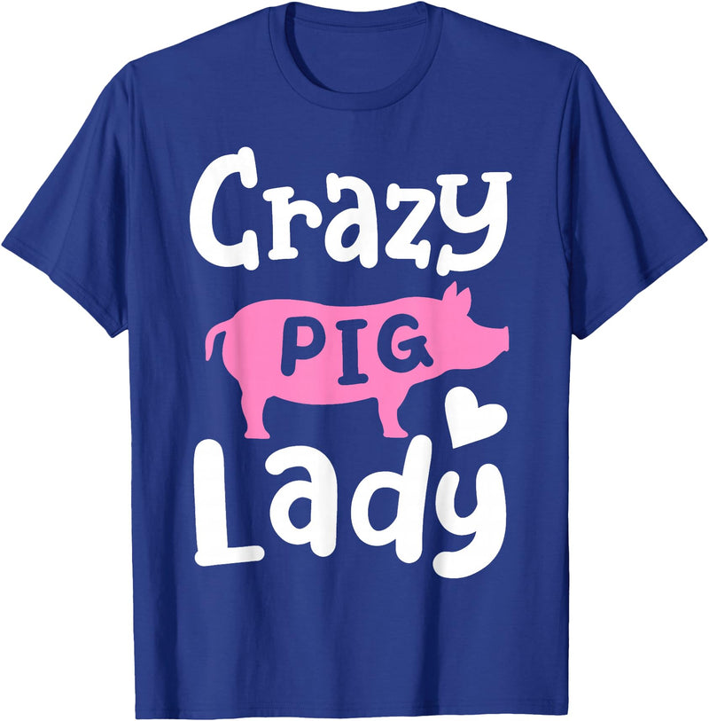 Pig Farm Store Co. Pig Crazy Pig Lady T-Shirt - Royal Blue
