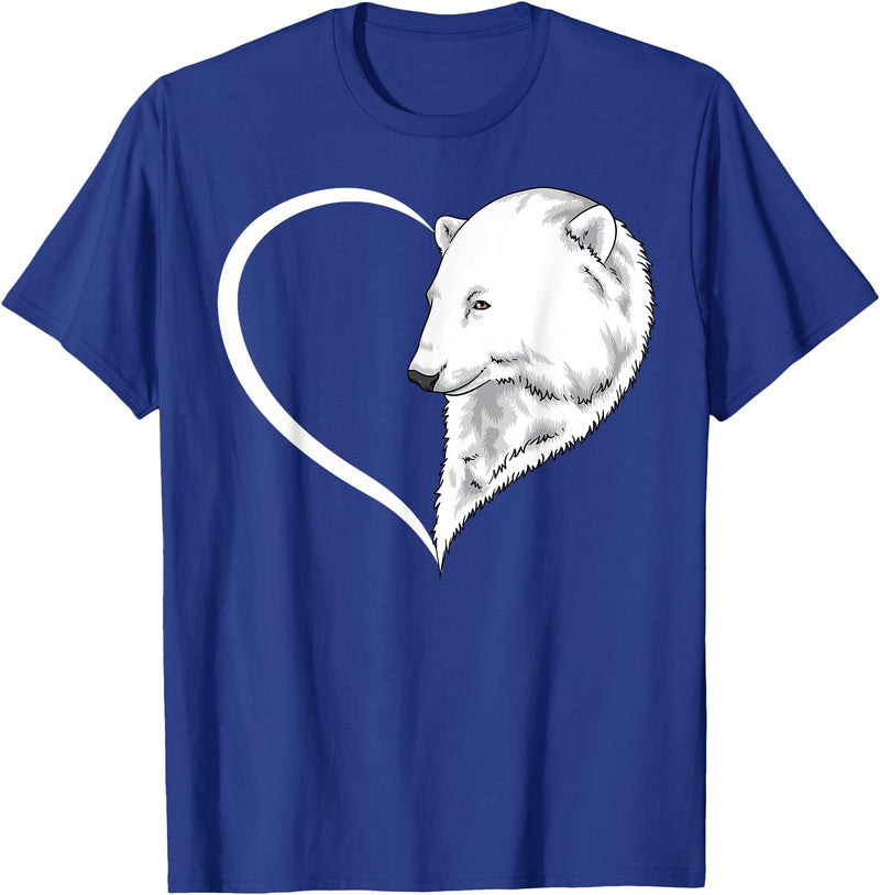 Polar bear Shirt & Tees Co Polar bear Shirts For Women Girls Kids Heart Cute Polar bear T-Shirt - Royal Blue