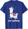 Funny Llama Pun by DSMD Spit Happens Llama Alpaca Lovers Funny Animal Pun T-Shirt - Royal Blue