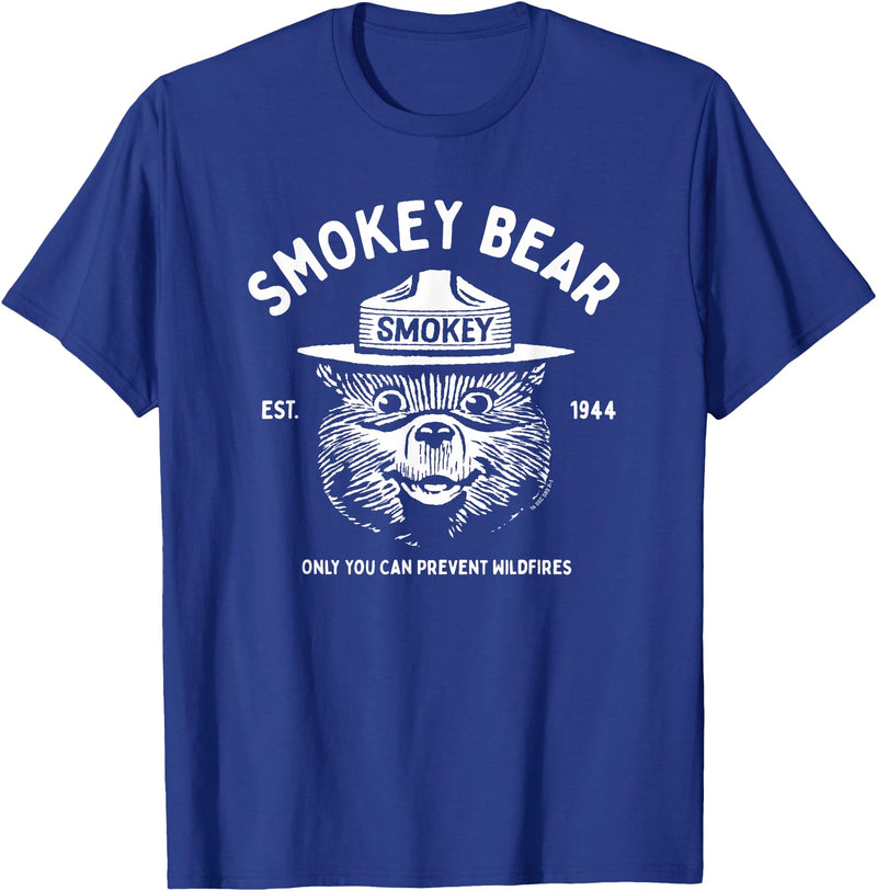 Giant Step Design Co. Vintage Smokey Bear Logo Only You Can Prevent Wildfires T-Shirt - Royal Blue