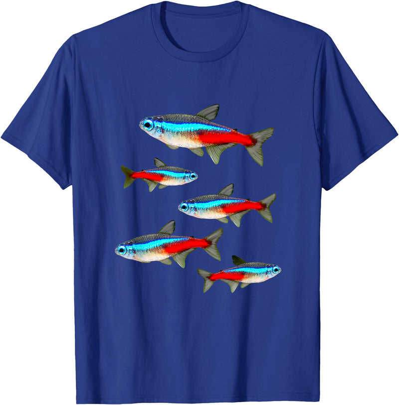Neon Tetras Aquarium Tees Neon Tetras Aquarium Schooling Fish Tank Lovers T-Shirt - Royal Blue