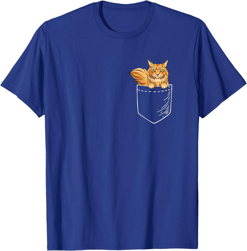 Cute Maine Coon Cat Mom Gifts T Shirts & Hoodies Funny Mens Womens Pocket Orange Maine Coon Cat Lover Owner T-Shirt - Royal