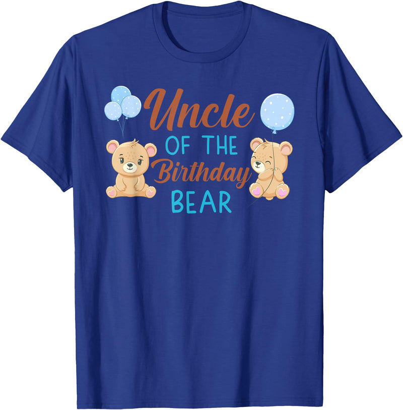 Family Birthday Bear Gifts Uncle of Birthday Boy Bear 1st Birthday Party Boy T-Shirt - Royal Blue