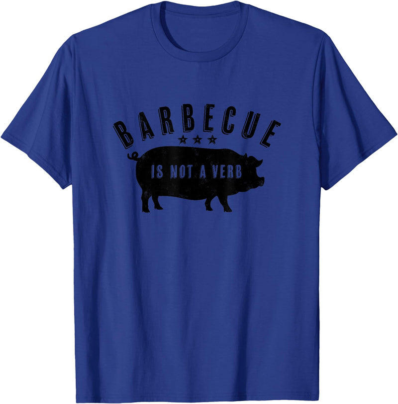 Cotton Canvas Barbecue Is Not A Verb Funny Southern Food Pork BBQ Pig T-Shirt - Royal Blue