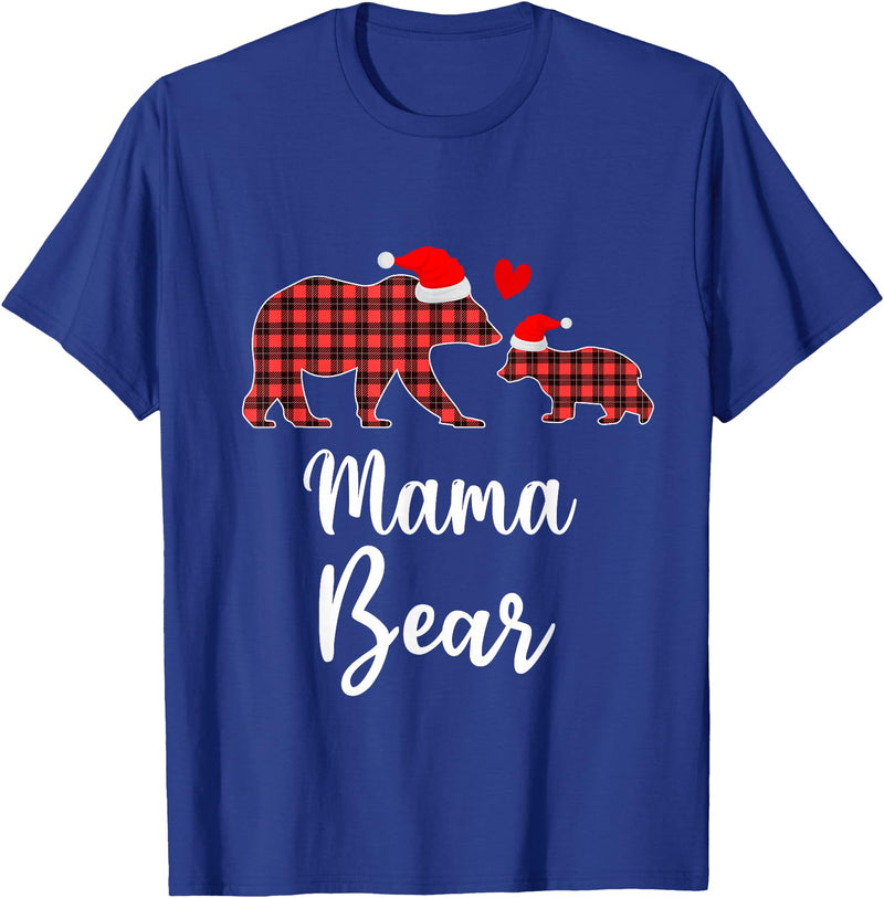 Cute Xmas Gifts Tartan Bear Cub Matching Costumes Mama Bear Buffalo Red Plaid Christmas Pajama Family Outfits T-Shirt -