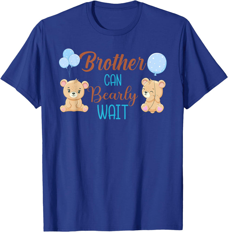Family Baby Shower Gifts Brother Can Bearly Wait Bear Gender Neutral Boy Baby Shower T-Shirt - Royal Blue