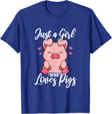 Just A Girl Who Loves Pigs. T-Shirt - Royal Blue