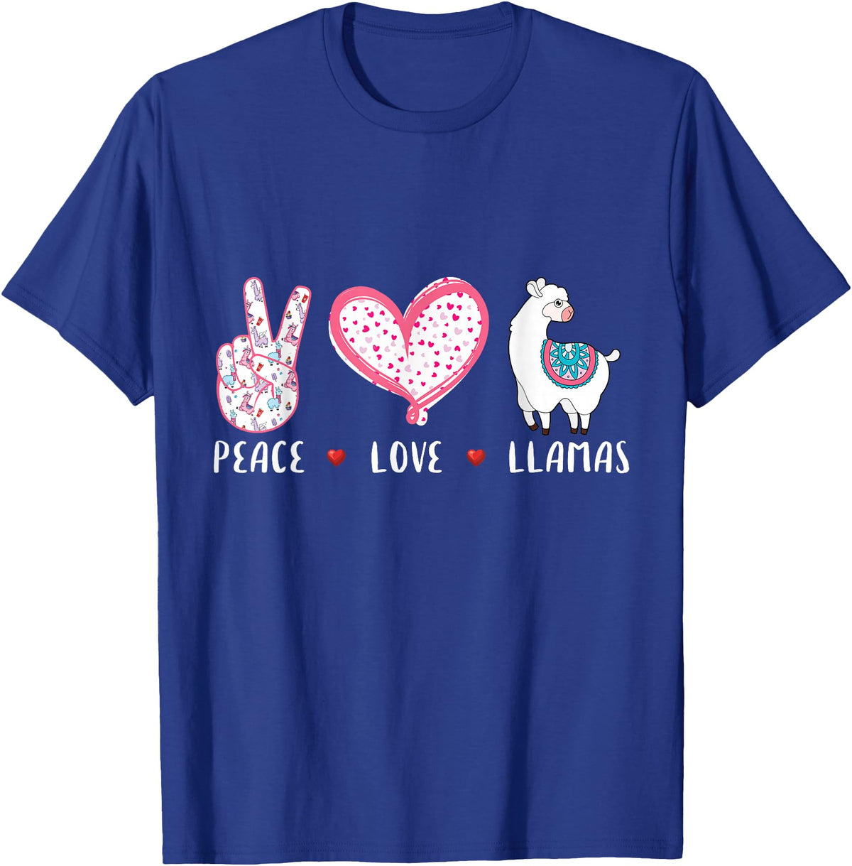 Peace Love llama Lovers Designs Co. Peace Love Llamas Gift for Girls Boys Kids Women Men Llama T-Shirt - Royal Blue