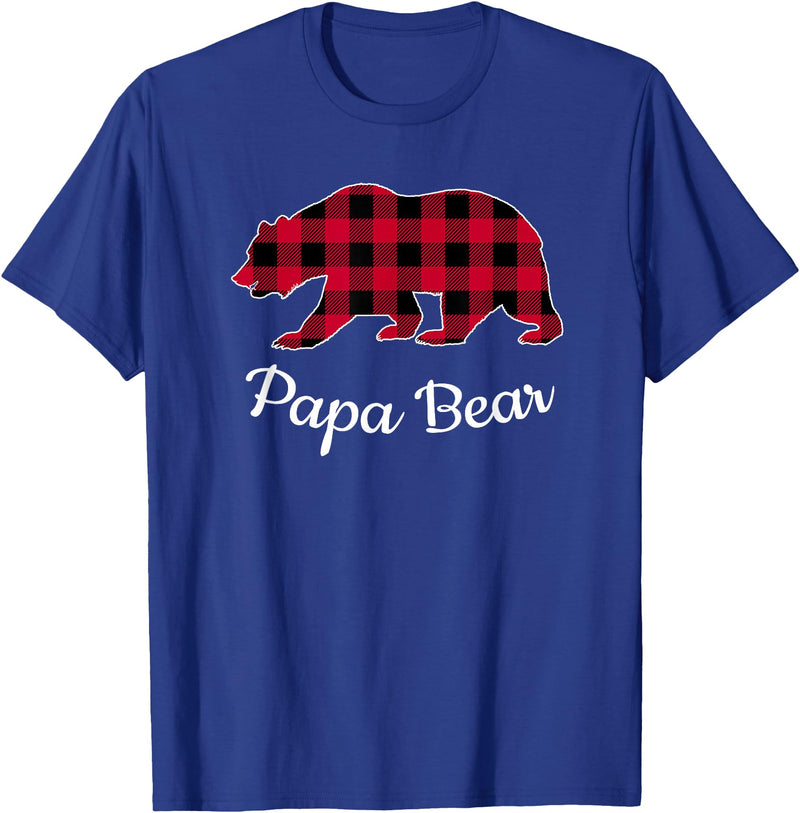 Papa & Mama Bear Outfit Papa Bear Pajama Red Buffalo Plaid T-Shirt - Royal Blue