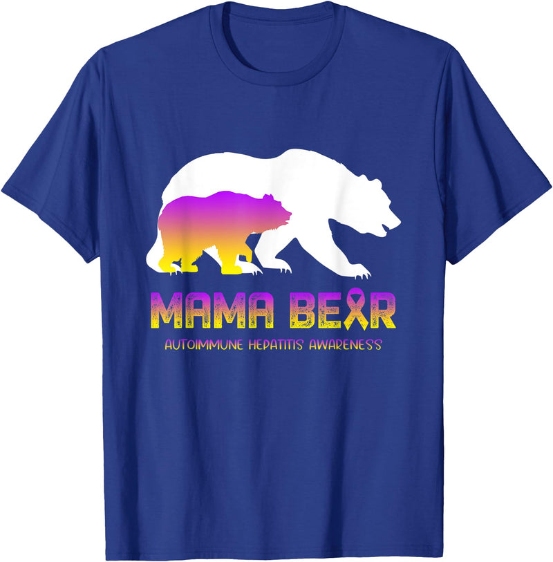 Autoimmune Hepatitis Awareness T-Shirt Mama Bear Autoimmune Hepatitis Awareness Shirt For Women Men - Royal Blue