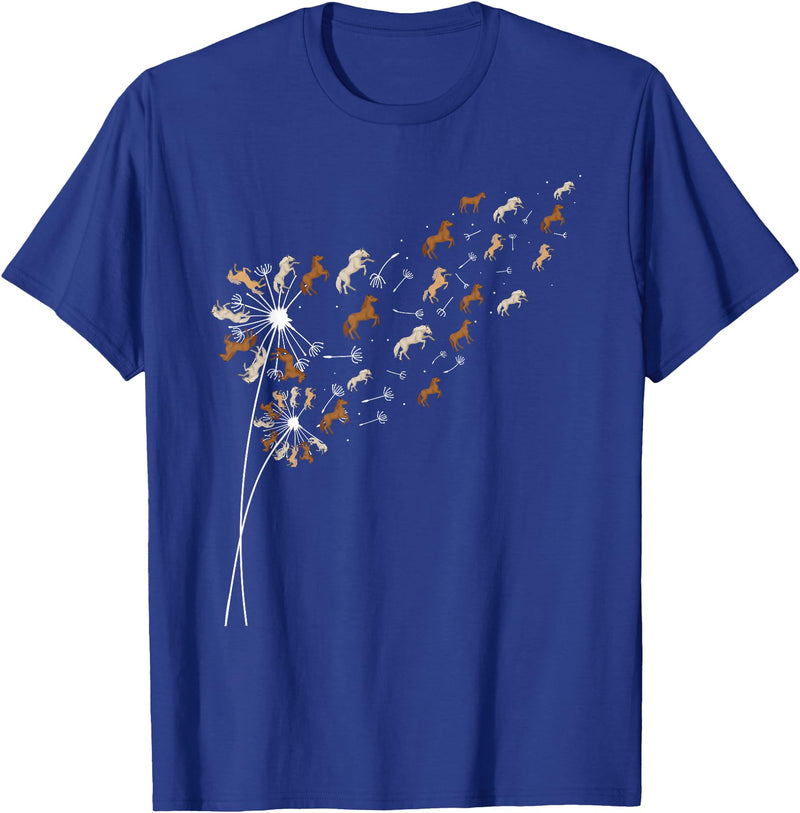 Funny Horse Shirts Dandelion Horses - Horse Lovers Rider T-Shirt - Royal Blue