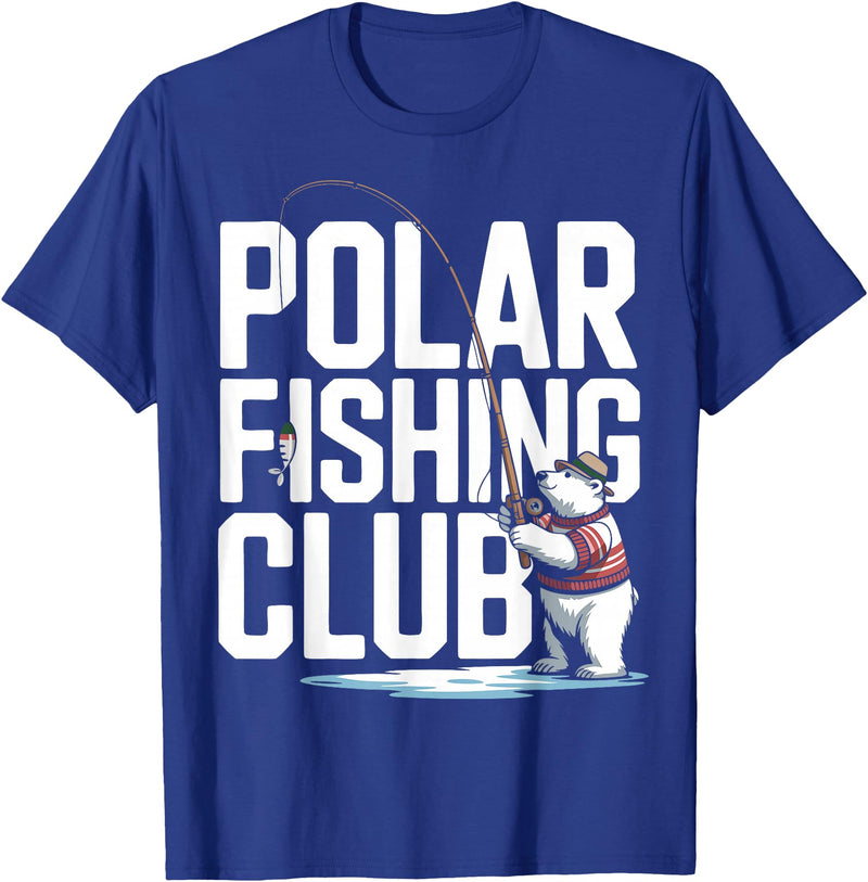 Ice Angler Gifts & Tees Ice Fisher Polar Bear Ice Fishing Club T-Shirt - Royal Blue