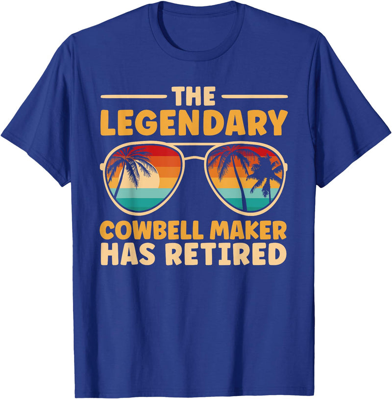 Cowbell Maker Retirement Party Decorations Retired Cowbell Maker Retirement T-Shirt - Royal Blue