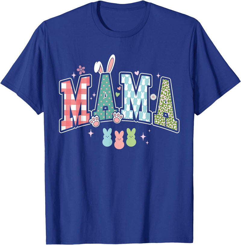 Mama Easter Day Funny Easter Mom Rabbit T-Shirt in Royal Blue