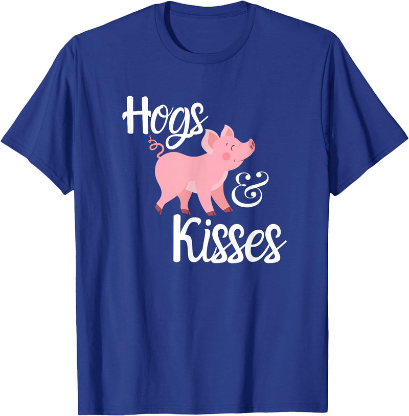Hogs and Kisses Everyone loves Pigs Design Hogs and Kisses Cute Pig T-Shirt - Royal Blue