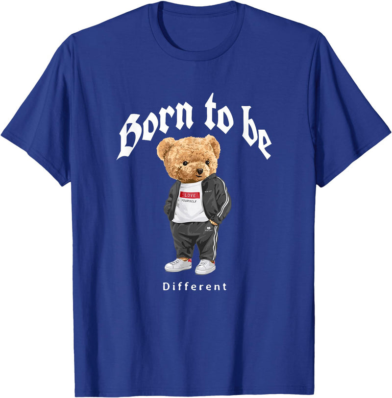 Bahaa's Tee Born To Be Different, Cool Teddy Bear Quotes Graphic Designs T-Shirt - Royal Blue